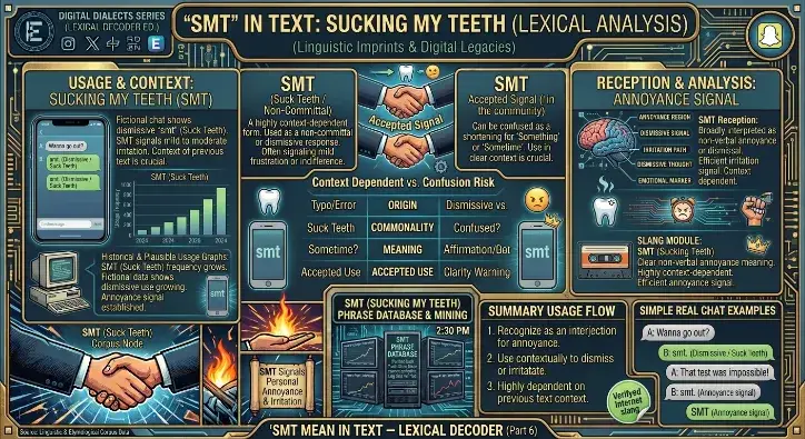 1. SMT Meaning in Text Slang: "Sucking My Teeth" (Annoyance)