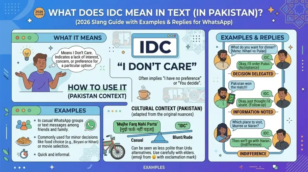 IDC Meaning in Text on WhatsApp and in Pakistan